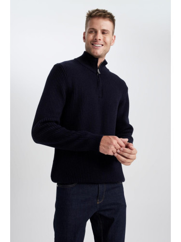 DEFACTO Navy Blue Standard Fit Regular Cut Turtleneck Sweater