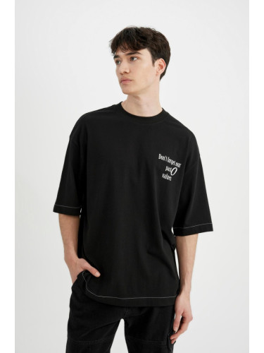 DEFACTO Loose Fit Crew Neck Back Printed Short Sleeve T-Shirt