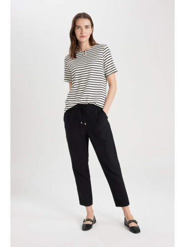 DEFACTO High Waist Linen Look Trousers with Jogger Pockets