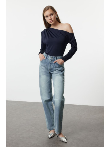 Trendyol Blue Normal Waist Straight Jeans