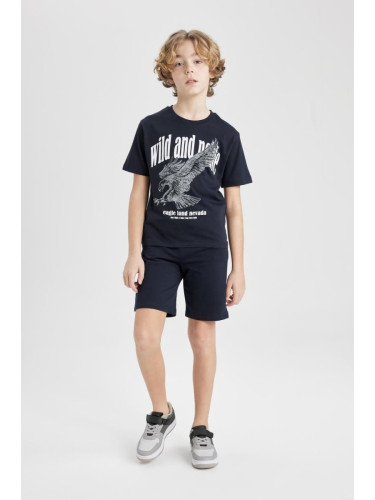 DEFACTO Boy's Printed Short Sleeve T-shirt Shorts 2-Piece Set