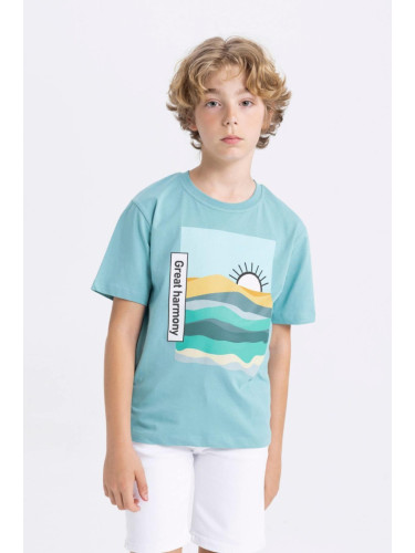 DEFACTO Boy's Crew Neck Printed Short Sleeve T-Shirt