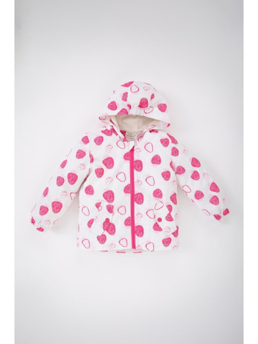 DEFACTO Baby Girl Patterned Water Repellent Hooded Coat