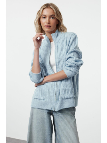 Trendyol Blue Soft Texture Basic Knitwear Cardigan