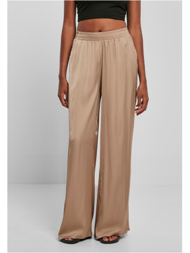 Women's fine satin trousers with wide legs