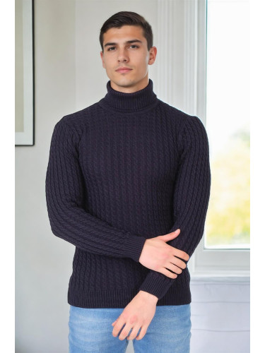 19295 Dewberry Turtleneck Mens Sweater-NAVY BLUE