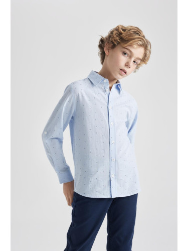 DEFACTO Boy's Polo Collar Poplin Long Sleeve Shirt