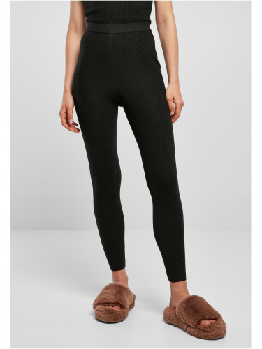 Women's leggings with ribbed knit black