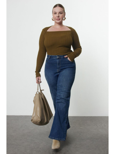 Trendyol Curve Blue High Waist Wide Leg Plus Size Jeans