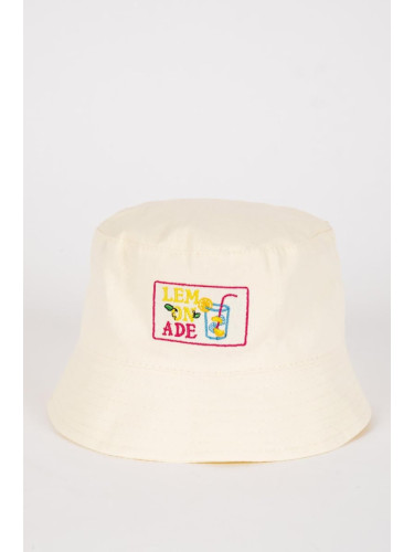 DEFACTO Girl's Label Printed Gabardine Bucket Hat