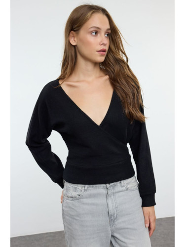 Trendyol Black Regular/Normal Fit Fitted Ribbed Stretchy Knitted Blouse