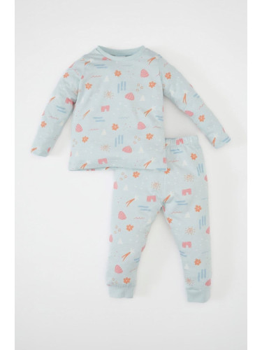 DEFACTO Baby Girl Patterned Long Sleeve Cotton Pajama Set