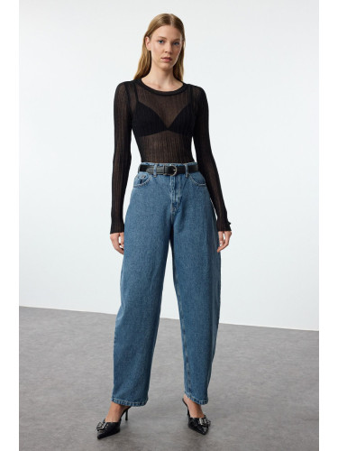 Trendyol Blue More Sustainable High Waist Skater Baggy Jeans