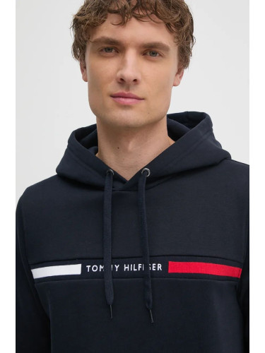 Суичър Tommy Hilfiger в тъмносиньо с качулка с апликация MW0MW37361