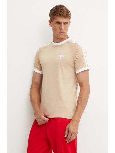 Памучна тениска adidas Originals Adicolor Classics 3-Stripes Tee в бежово с апликация IZ2366