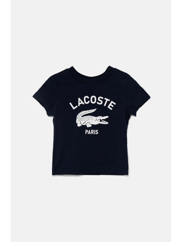 Детска памучна тениска Lacoste в тъмносиньо с принт TJ3003