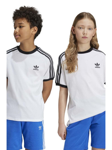 Детска памучна тениска adidas Originals 3STRIPES TEE в бяло с апликация JE0515