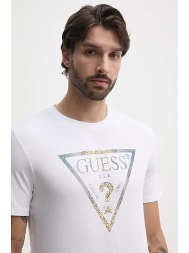 Тениска Guess в бяло с принт M4BI35.J1314