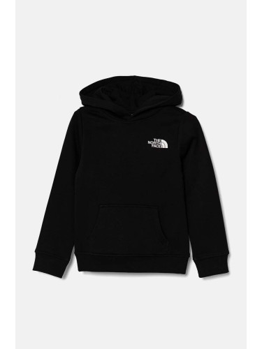 Детски суичър The North Face REDBOX REGULAR P/O HOODIE в черно с качулка с принт NF0A89H9JK31