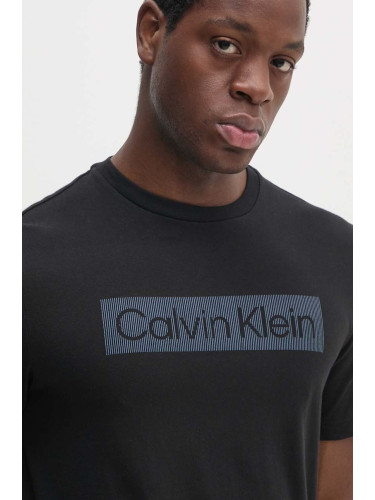 Памучна тениска Calvin Klein в черно с принт K10K113590