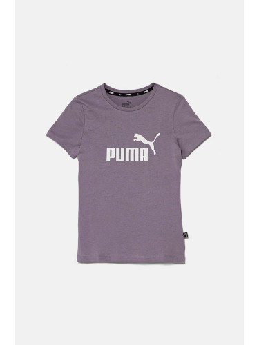 Детска памучна тениска Puma в лилаво