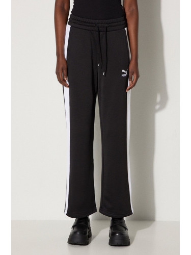 Спортен панталон Puma Iconic T7 Straight Leg Track Pants в черно с десен 627996