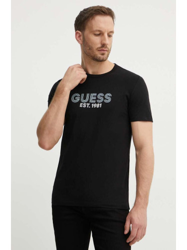 Тениска Guess в черно с принт M4YI30 J1314