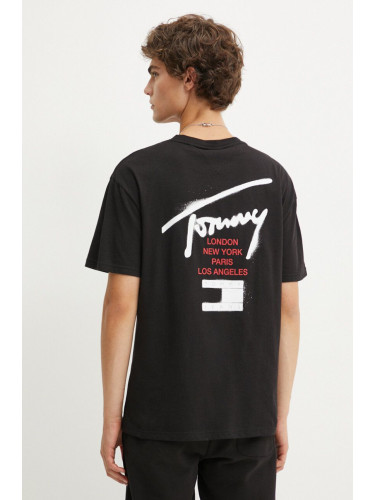 Тениска Tommy Jeans в черно с принт DM0DM18529