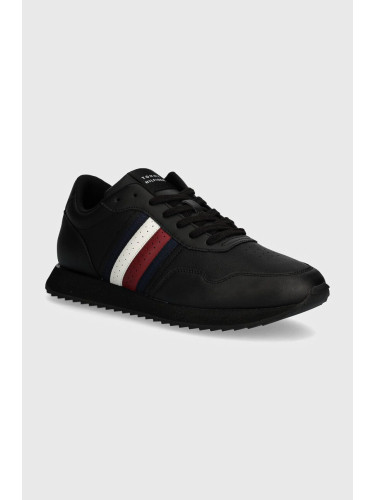 Кожени маратонки Tommy Hilfiger RUNNER EVO LTH MIX ESS в черно FM0FM05121