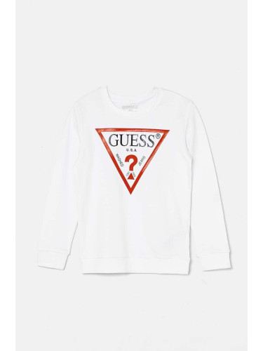 Детски памучен суичър Guess в бяло с принт N73Q10 KAUG0