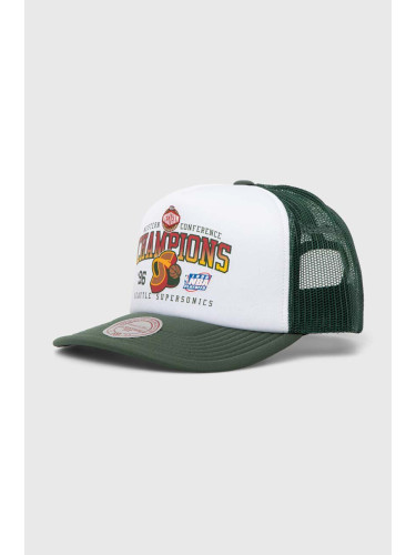 Шапка с козирка Mitchell&Ness Seattle Supersonics в бяло с принт HHSS7498-SSUYYPPPWHIT