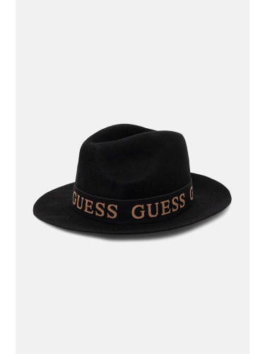 Вълнена капела Guess FEDORA в черно от вълна AW5162 WOL03