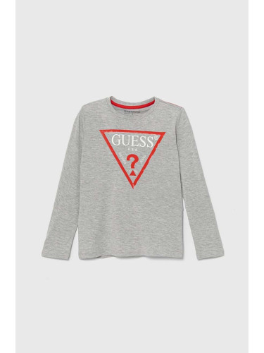 Детска блуза с дълги ръкави Guess в сиво с принт L84I29 K8HM0