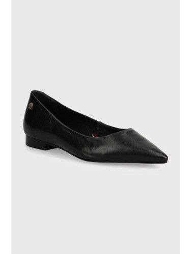 Кожени балеринки Tommy Hilfiger TH POINTY BALLERINA в черно  FW0FW08291