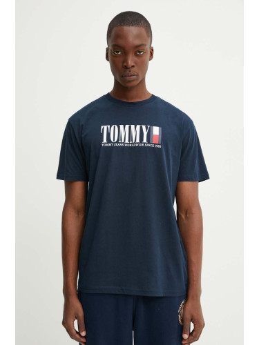 Тениска Tommy Jeans в тъмносиньо с принт DM0DM18533