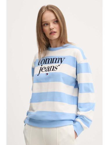 Памучен суичър Tommy Jeans в синьо с десен DW0DW19041