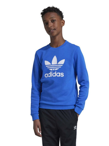 Детски суичър adidas Originals TREFOIL CREW в синьо с принт IY7438