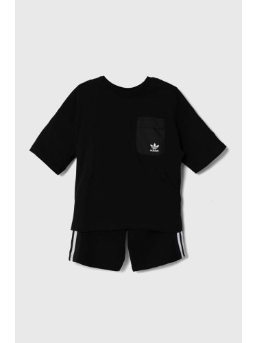 Детски комплект adidas Originals SHORT TEE SET в черно IY4817