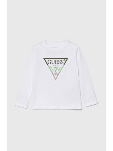 Детска блуза с дълги ръкави Guess в бяло с апликация N4YI36 K8HM4