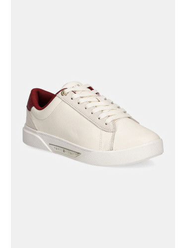 Кожени маратонки Tommy Hilfiger CHIC COURT SNEAKER в бежово FW0FW08123