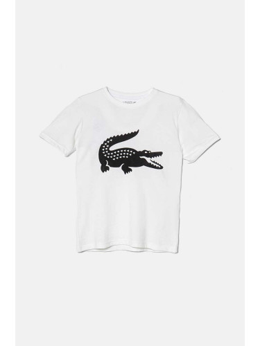 Детска тениска Lacoste в бяло с принт