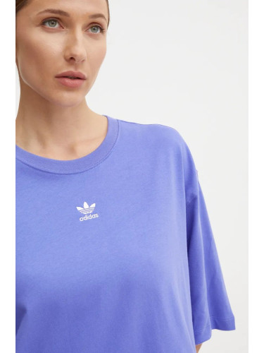 Памучна тениска adidas Originals в лилаво IY7327