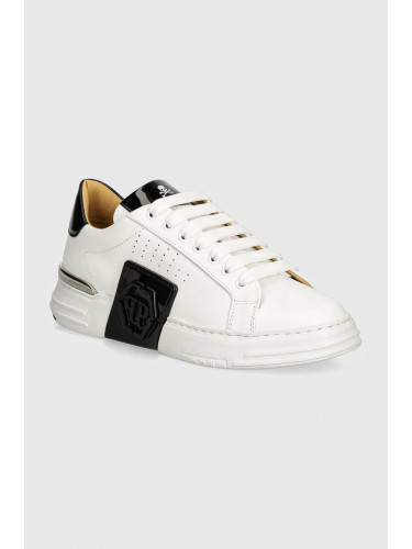 Кожени маратонки Philipp Plein Hexagon Phantom Kicks в бяло USC0565 PLE025N 01