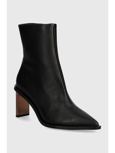 Кожени боти Calvin Klein ANKLE BOOT 70 LTH в черно с дебел ток HW0HW02092