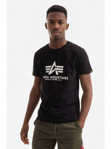 Памучна тениска Alpha Industries Basic T-Shirt в черно с принт 100501.03