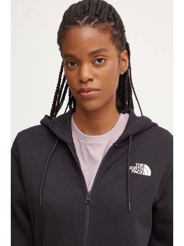 Суичър The North Face Simple Dome Full Zip Hoodie в черно с качулка с принт NF0A89EWJK31