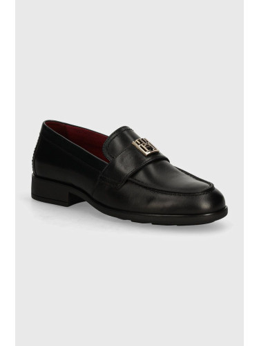 Кожени мокасини Tommy Hilfiger TH LEATHER CLASSIC LOAFER в черно с равна подметка FW0FW07961