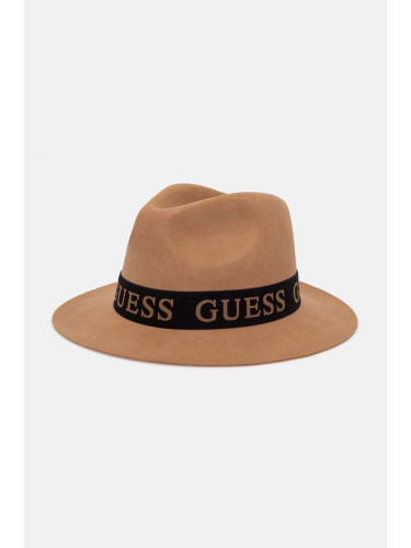 Вълнена капела Guess FEDORA в бежово от вълна AW5162 WOL03