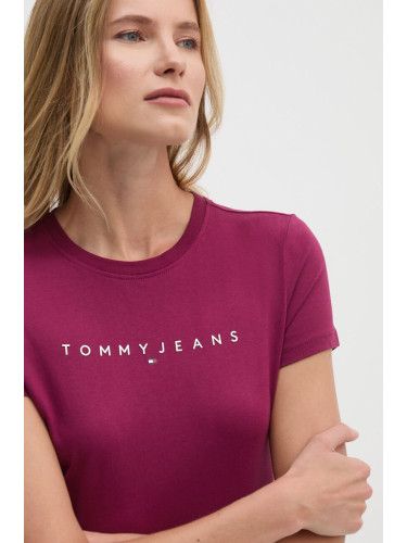 Памучна тениска Tommy Jeans в лилаво DW0DW18398