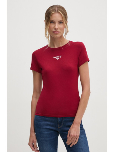 Тениска Tommy Jeans в бордо DW0DW18397